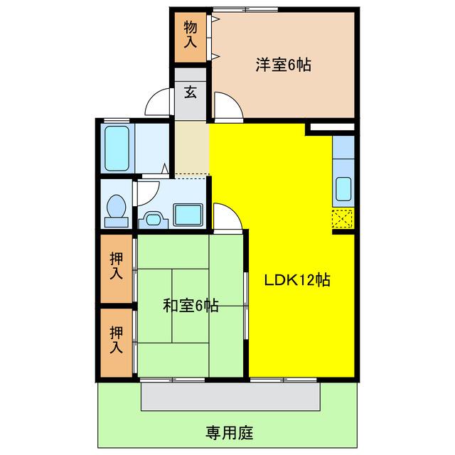 フォーラム ワーゴ(2LDK/1階)の間取り写真