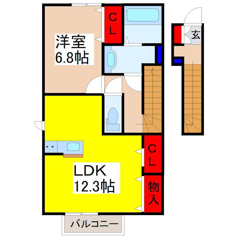 グレース(1LDK/2階)の間取り写真