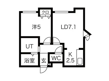 エーデルワイス山の手 EDELWEISS(1LDK/2階)の間取り写真