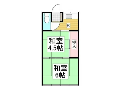 たかの荘(2K/1階)の間取り写真