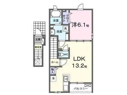 ヴォラーレ・フェリプレッサ I(1LDK/2階)の間取り写真