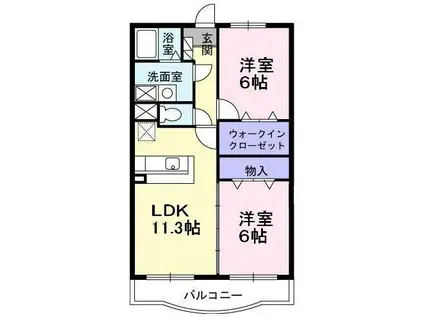 リヴィエールA棟(2LDK/1階)の間取り写真