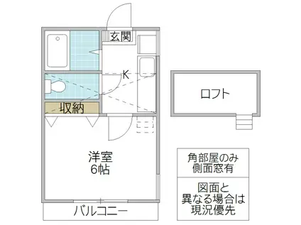 REVE水戸 B棟(1K/2階)の間取り写真