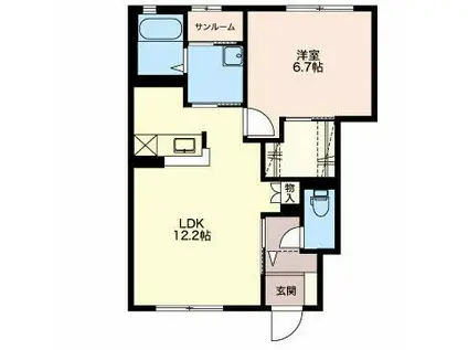 アミティエハート(1LDK/1階)の間取り写真