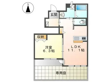 ブリアンルミエール(1LDK/1階)の間取り写真