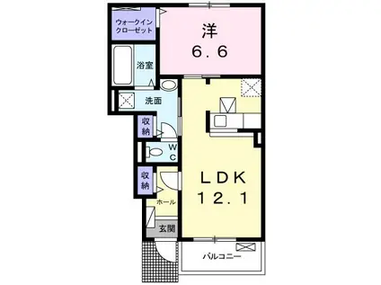 ルタンライフB(1LDK/1階)の間取り写真