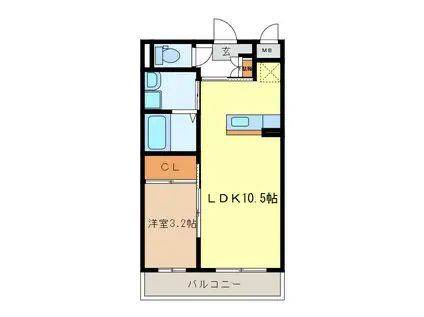 GRAND HILL(1LDK/2階)の間取り写真