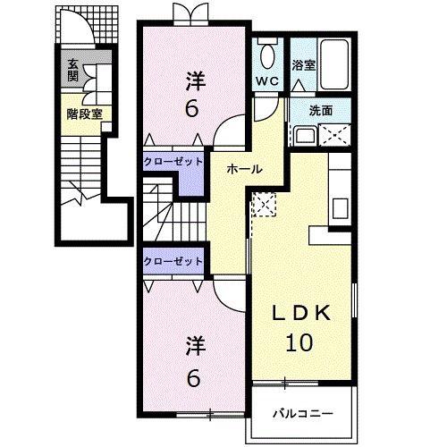 フォースロードC(2LDK/2階)の間取り写真
