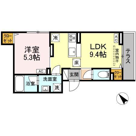 セレスティア堀切II II(1LDK/1階)の間取り写真