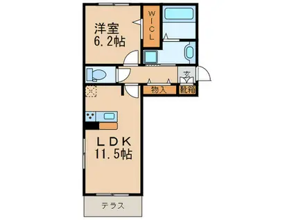 D-ROOM戸原東(1LDK/1階)の間取り写真