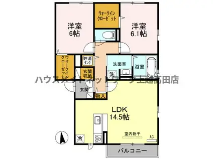 メゾンアルカンシェルA棟(2LDK/3階)の間取り写真