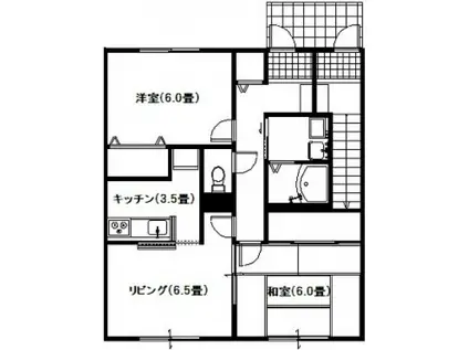 ヴィラさだいわ B(2LDK/1階)の間取り写真