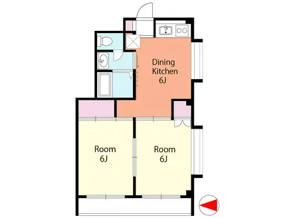 フォーエイトマンション(2DK/2階)の間取り写真