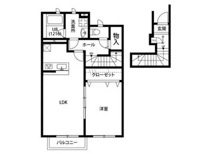 アスピリア SANTEIII(1LDK/2階)の間取り写真