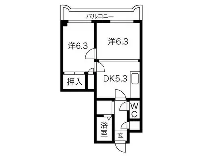 ティアラ手稲本町(1LDK/1階)の間取り写真