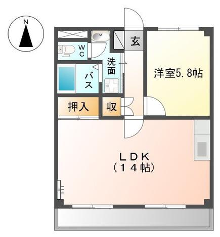エクセルハイム10(1LDK/2階)の間取り写真
