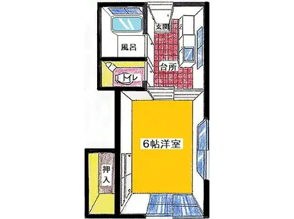 ハウストーカイ(1K/2階)の間取り写真