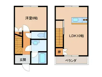 イオメールクロリス(1LDK/2階)の間取り写真