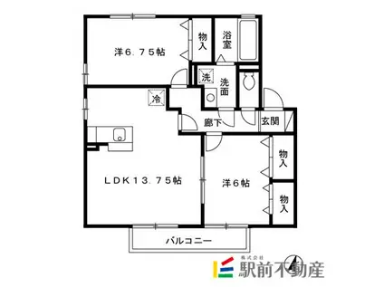 リビングタウン弥生が丘A(2LDK/2階)の間取り写真