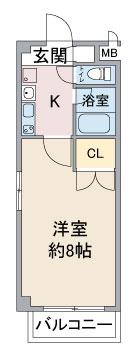 レージュ城西(1K/4階)の間取り写真
