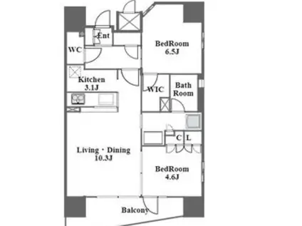 ラ・ヴィータ葵(2LDK/13階)の間取り写真