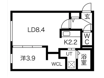 PORTEーBONHEUR FUKUZUMI(1LDK/4階)の間取り写真