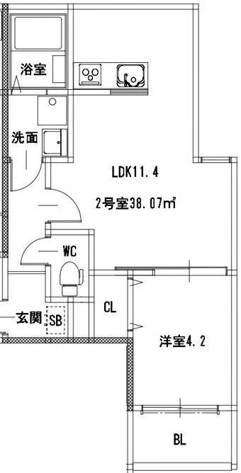 メゾンクレール御領(1LDK/2階)の間取り写真