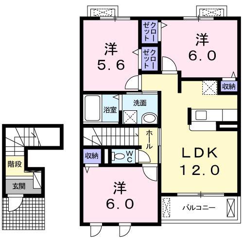 アルカンシエルさくら(3LDK/2階)の間取り写真