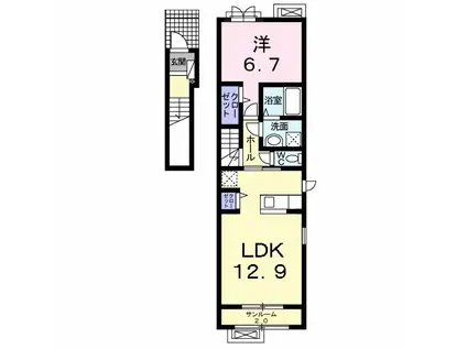パレノース(1LDK/2階)の間取り写真