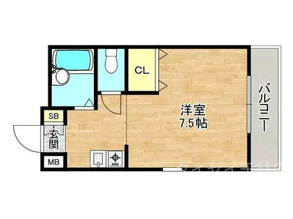 メゾンフレグランス(1K/2階)の間取り写真