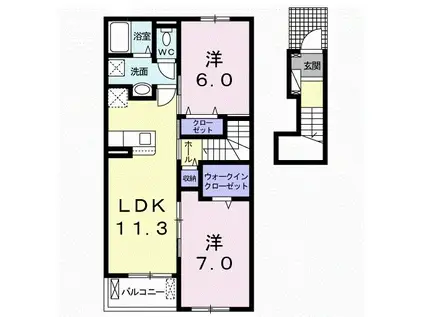 ヒラスズキII(2LDK/2階)の間取り写真