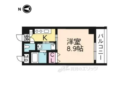 大徳寺門前ヒルズ(1K/2階)の間取り写真