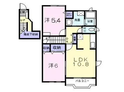 チェリータウンA(2LDK/2階)の間取り写真