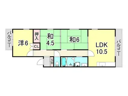エメラルド栗山(3LDK/2階)の間取り写真