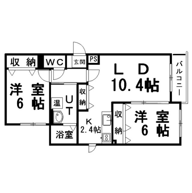 アビタK(2LDK/3階)の間取り写真