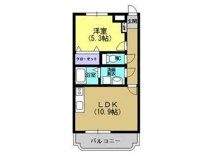 SUN RISE AVENUE(1LDK/3階)の間取り写真