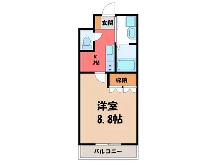 ファインフレーブ(1K/2階)の間取り写真