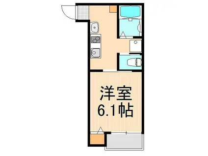 CASA虎山(1K/3階)の間取り写真