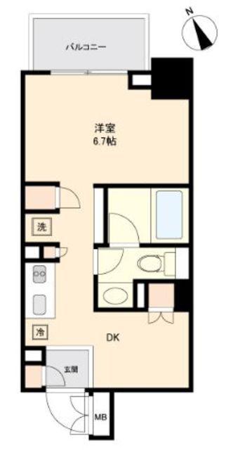 プライマル杉並方南町(1DK/5階)の間取り写真