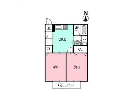 Kフォート和田東(2DK/1階)の間取り写真