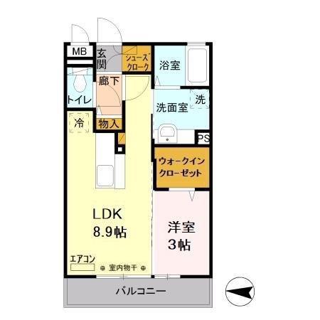 フォアール(1LDK/2階)の間取り写真