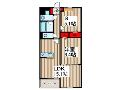 VOITURE M´H(1SLDK/1階)の間取り写真