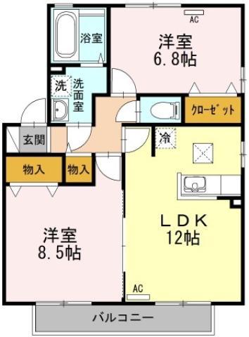 グランシャリオA(2LDK/1階)の間取り写真