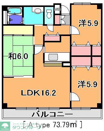 アイングレース八千代(3LDK/7階)の間取り写真