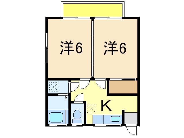 メイプルタウン(2K/2階)の間取り写真