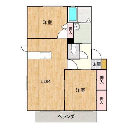 テシマヤード B棟(2LDK/2階)の間取り写真