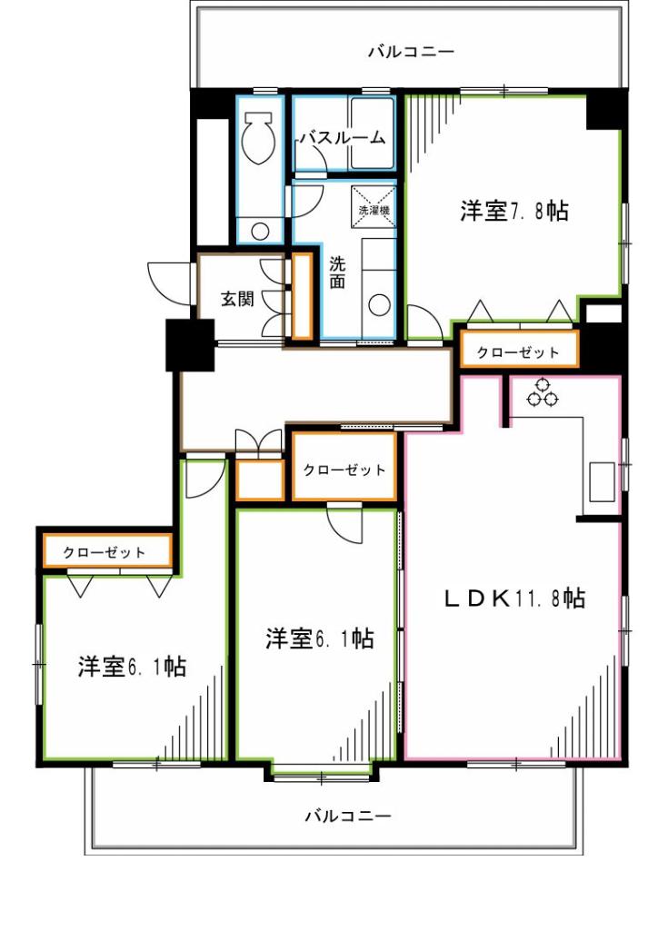 DELCCS東高円寺(3LDK/4階)の間取り写真