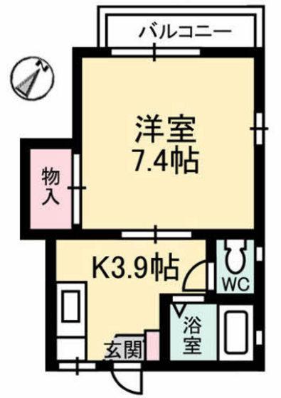 ディアスT2(1K/2階)の間取り写真