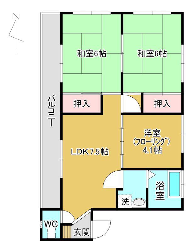 渡辺マンション(3DK/2階)の間取り写真