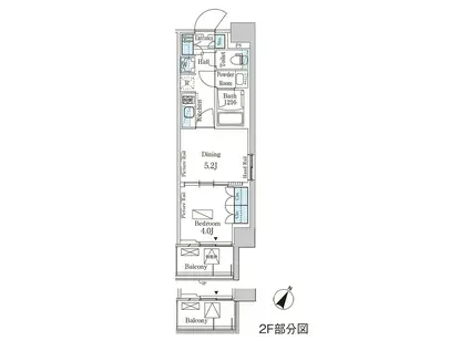 パークアクシス横濱大通公園(1DK/9階)の間取り写真